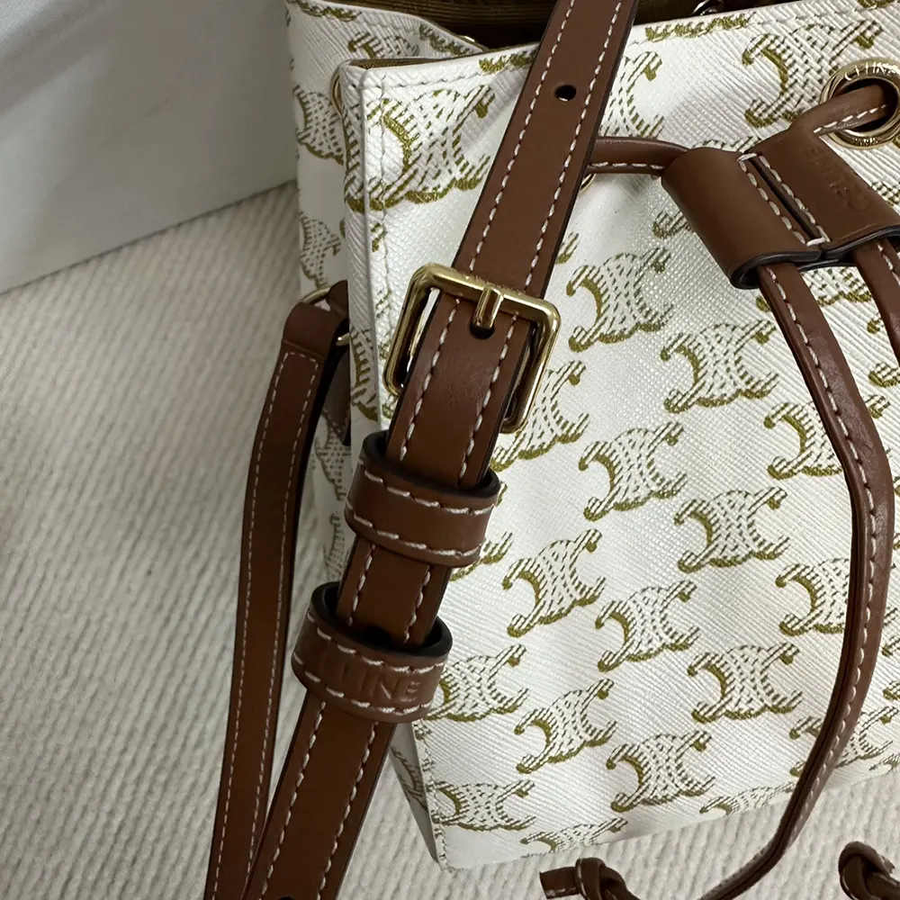 Celine Women Micro Sailor in Triomphe Canvas and Calfskin-White - image 6
