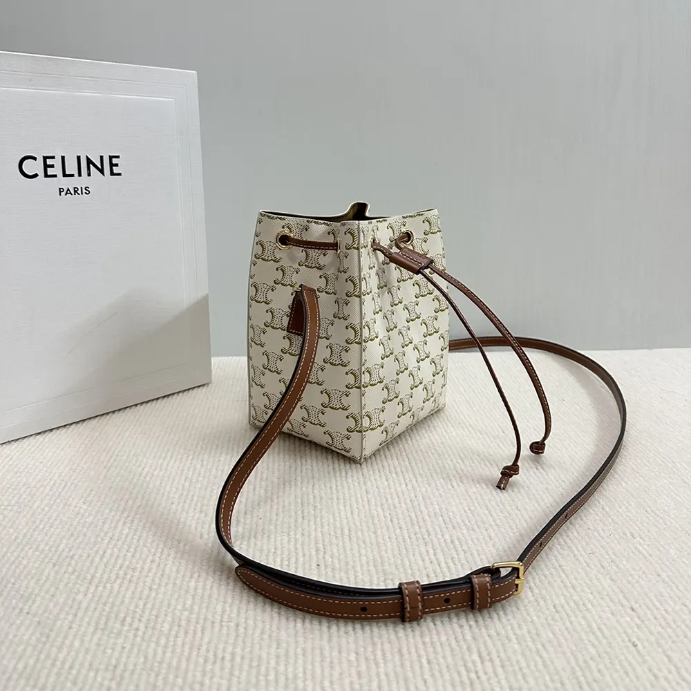 Celine Women Micro Sailor in Triomphe Canvas and Calfskin-White - image 4