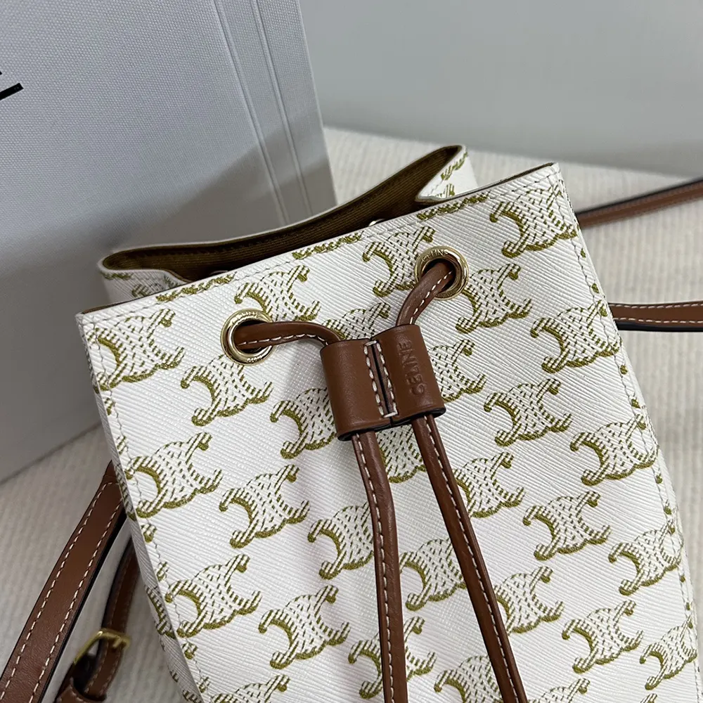 Celine Women Micro Sailor in Triomphe Canvas and Calfskin-White - image 9
