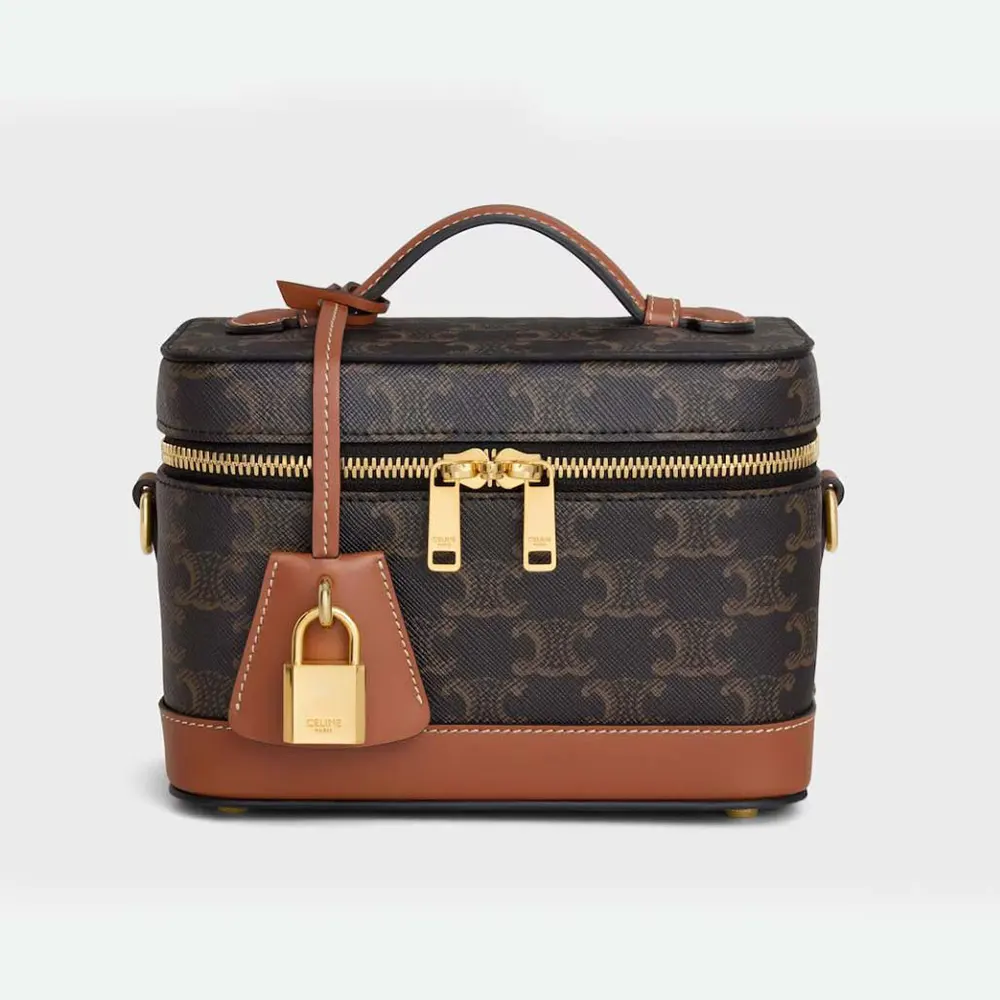Front view of Celine Women Vanity in Triomphe Canvas and Calfskin