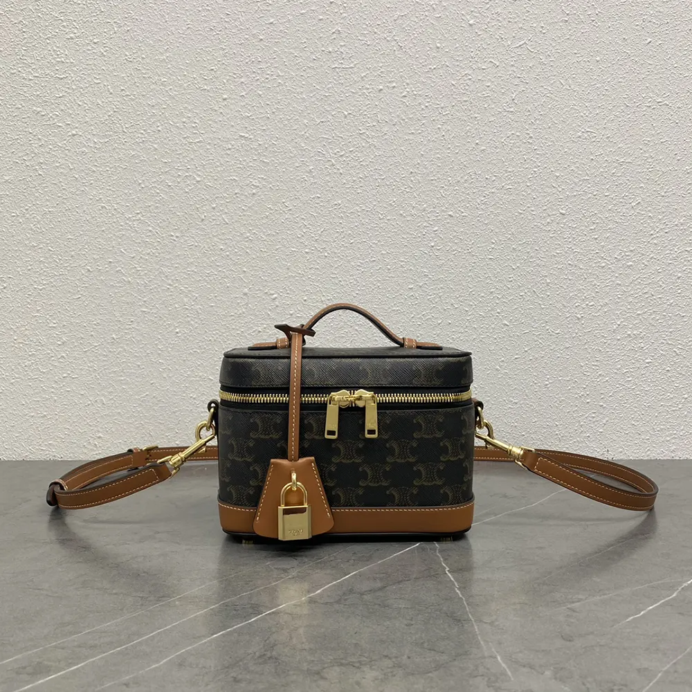 Close-up of gold-tone clasp on Celine Women Vanity bag