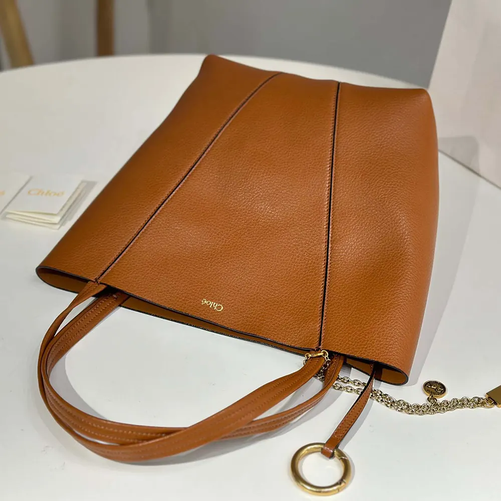 Chloe Women Chloé Spin Tote Bag in Grained Leather-Brown - image 6