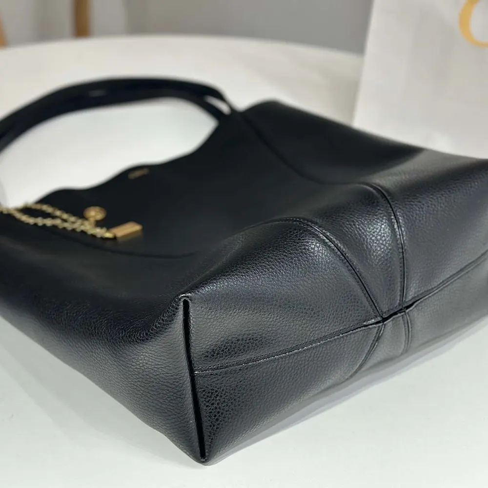 Chloe Women Large Chloé Spin Tote Bag in Grained Leather-Black - image 6