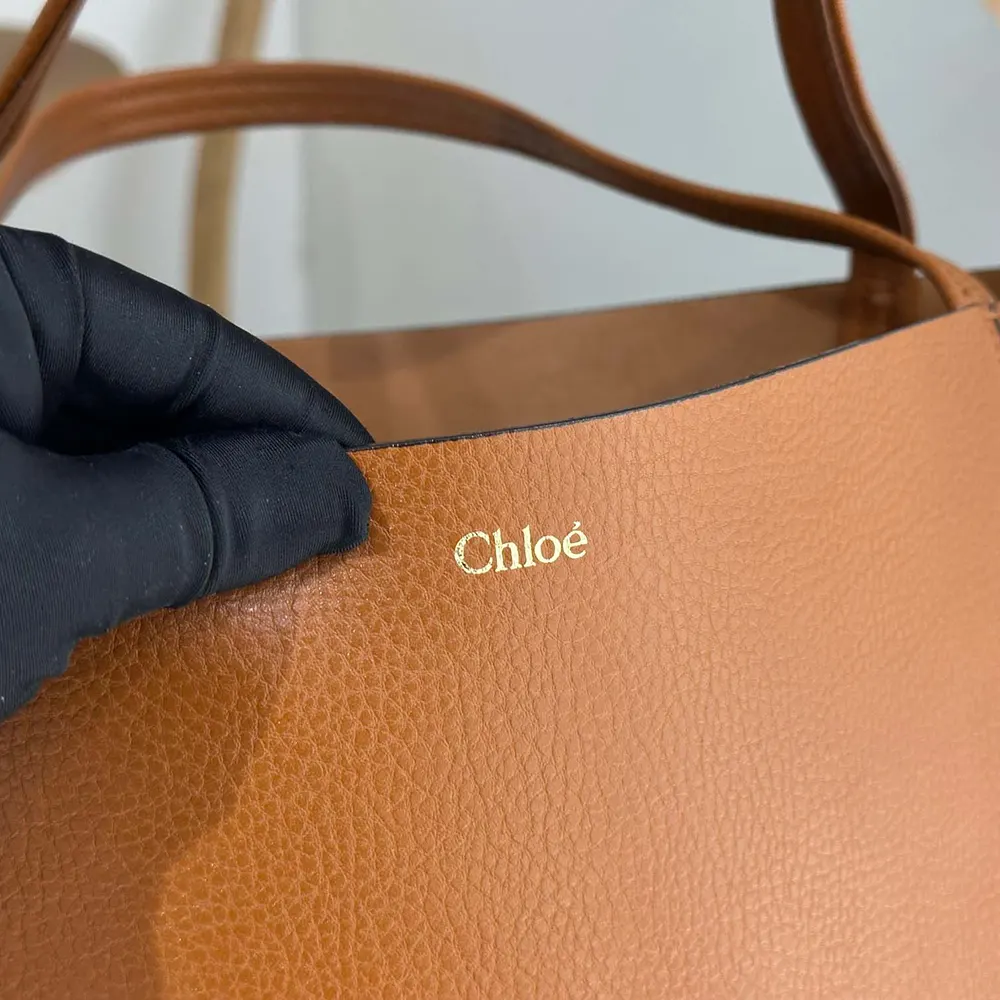 Chloe Women Large Chloé Spin Tote Bag in Grained Leather-Brown - image 7
