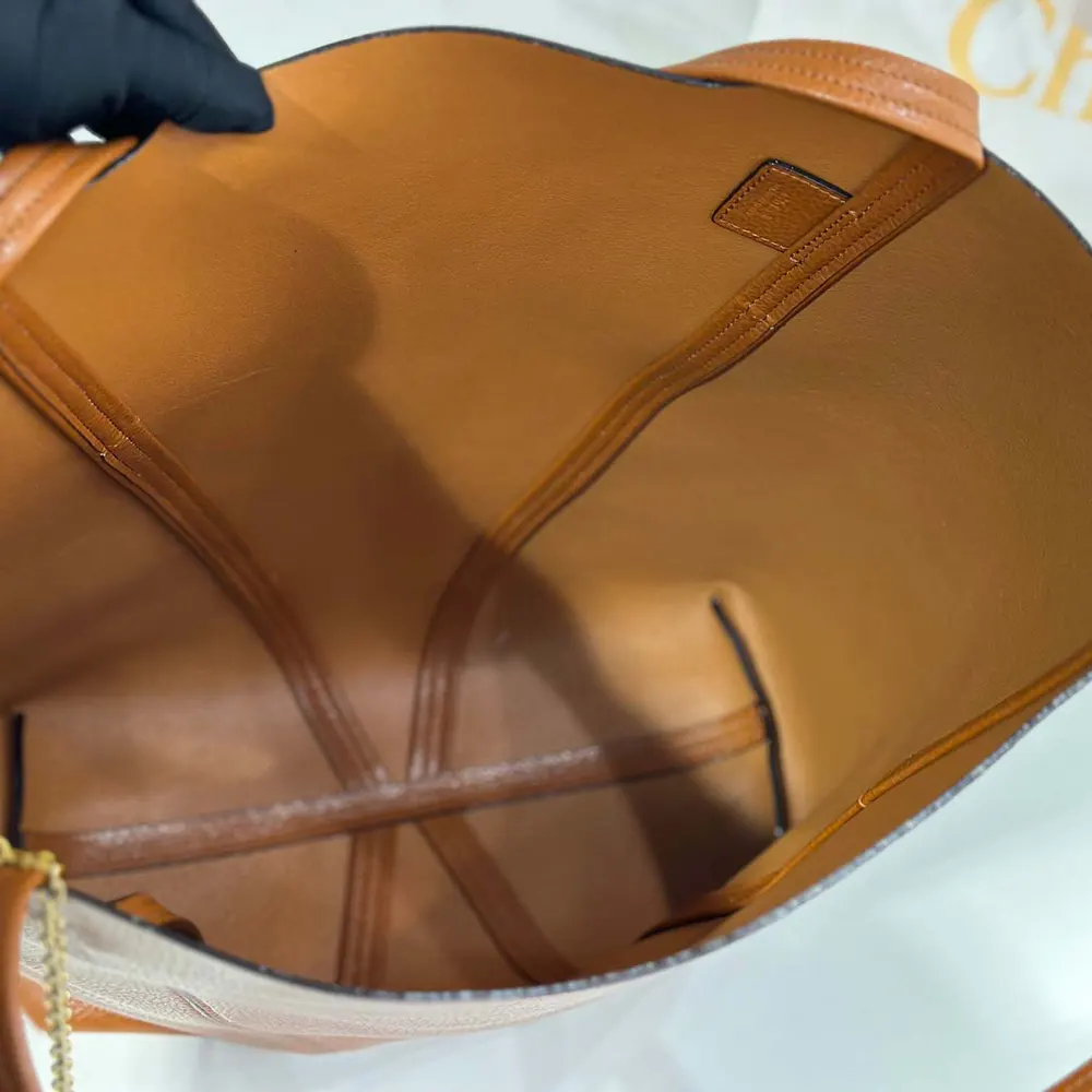 Chloe Women Large Chloé Spin Tote Bag in Grained Leather-Brown - image 9
