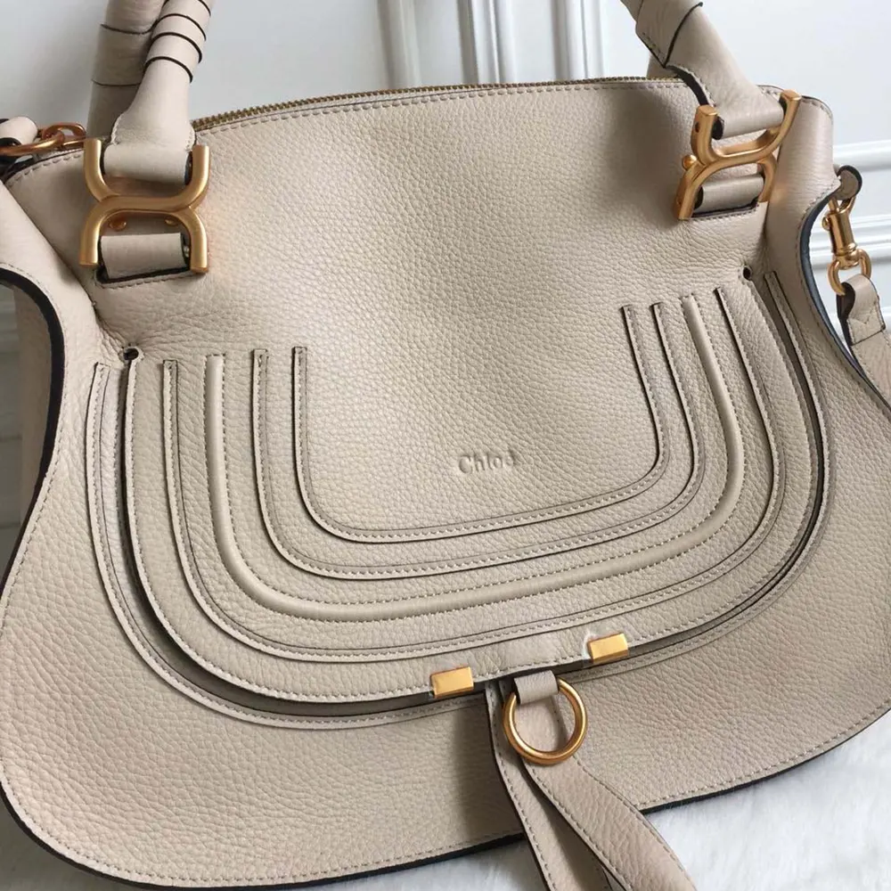 Chloe Women Marcie Bag in Grained Leather-Beige - image 4