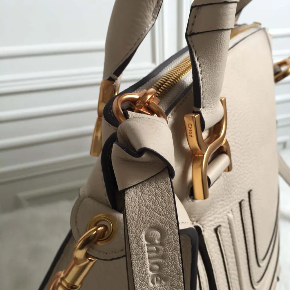 Chloe Women Marcie Bag in Grained Leather-Beige - image 7