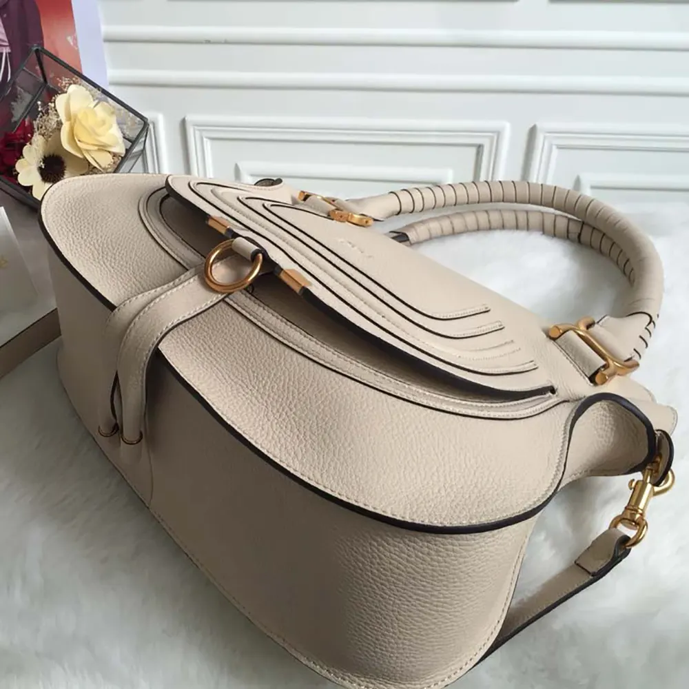Chloe Women Marcie Bag in Grained Leather-Beige - image 5