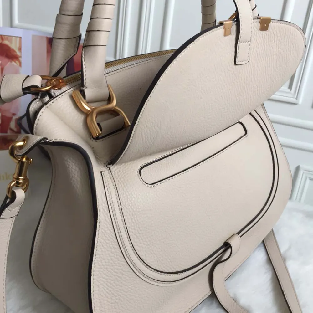 Chloe Women Marcie Bag in Grained Leather-Beige - image 6
