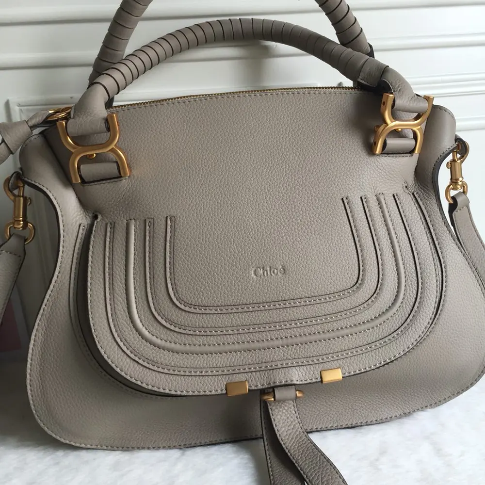 Chloe Women Marcie Bag in Grained Leather-Grey - image 4
