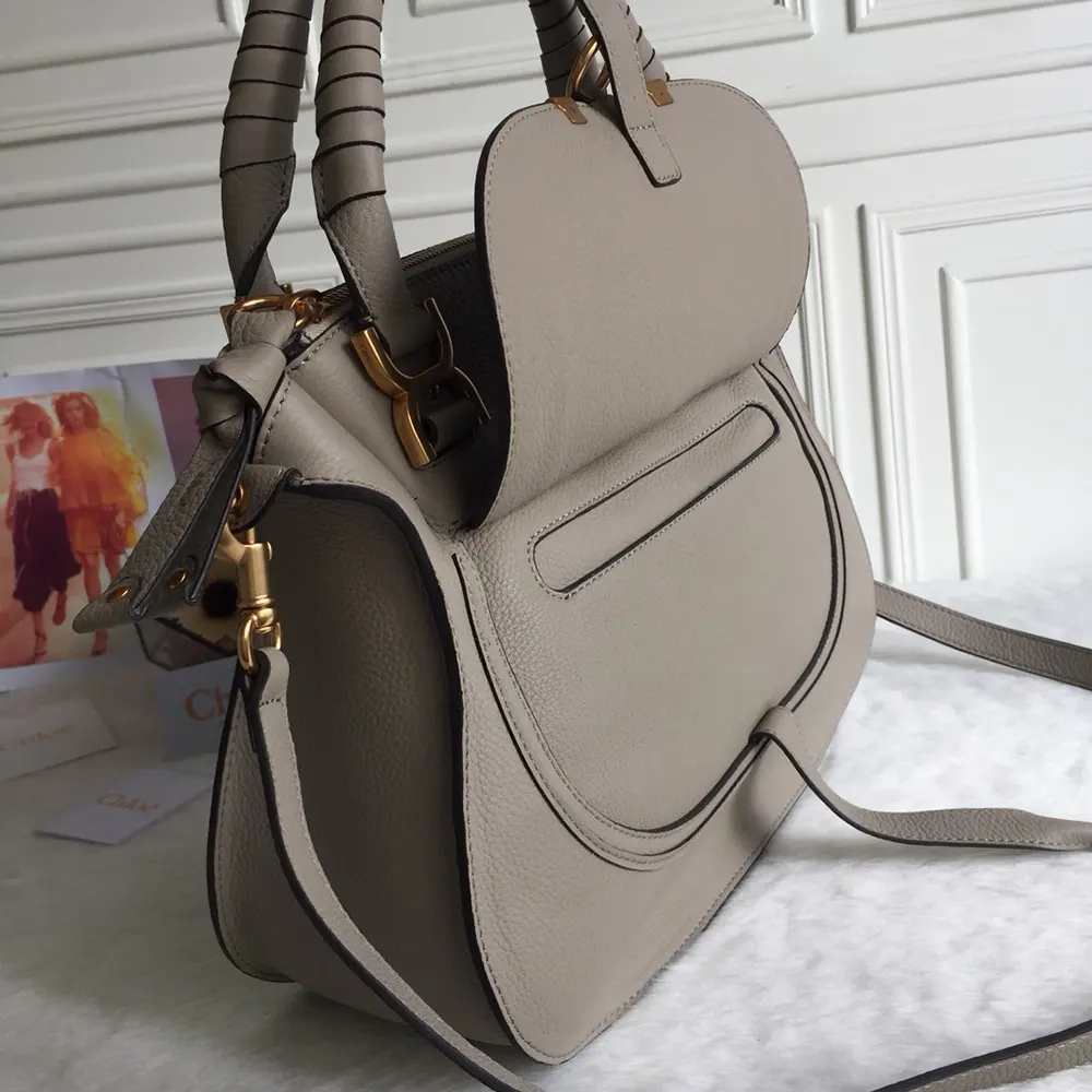 Chloe Women Marcie Bag in Grained Leather-Grey - image 5