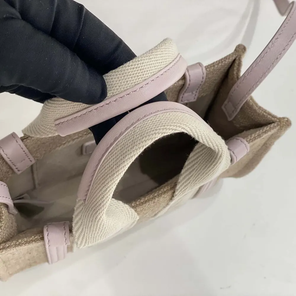 Chloe Women Mini Woody Tote Bag in Linen & Leather-Pink - image 9