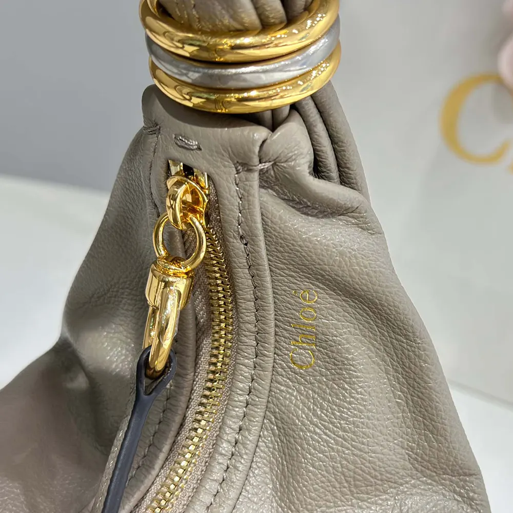 Chloe Women Small Bracelet Hobo Bag in Grained Leather-Grey - image 9