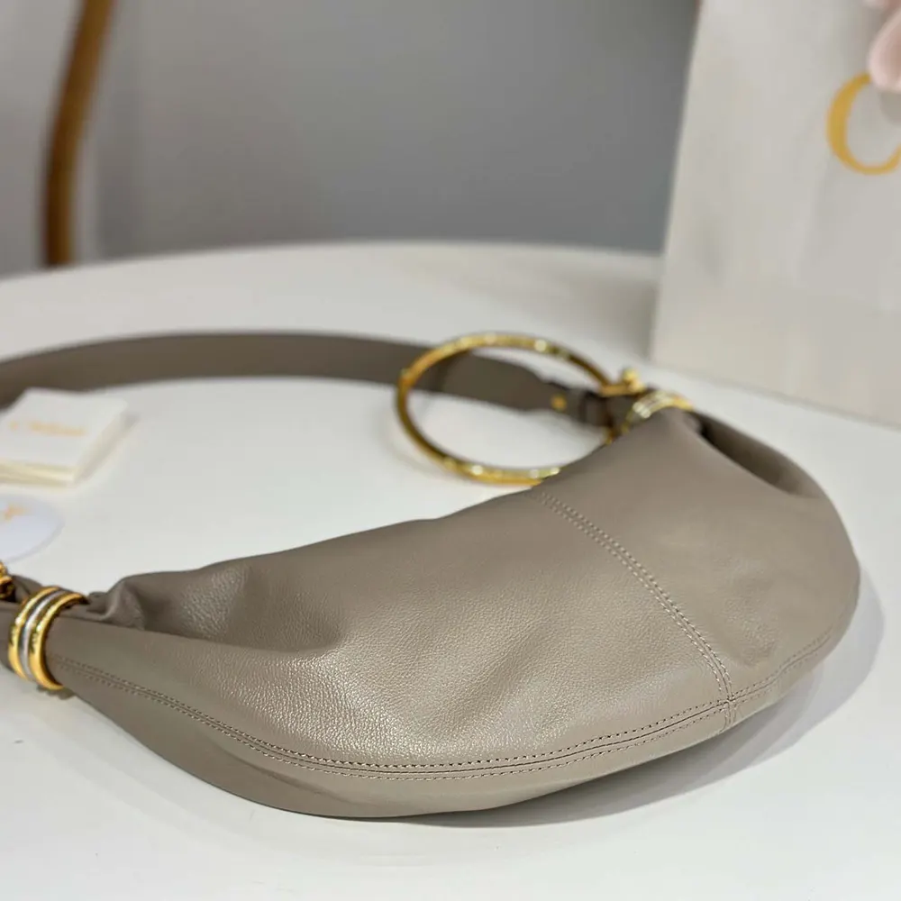 Chloe Women Small Bracelet Hobo Bag in Grained Leather-Grey - image 6