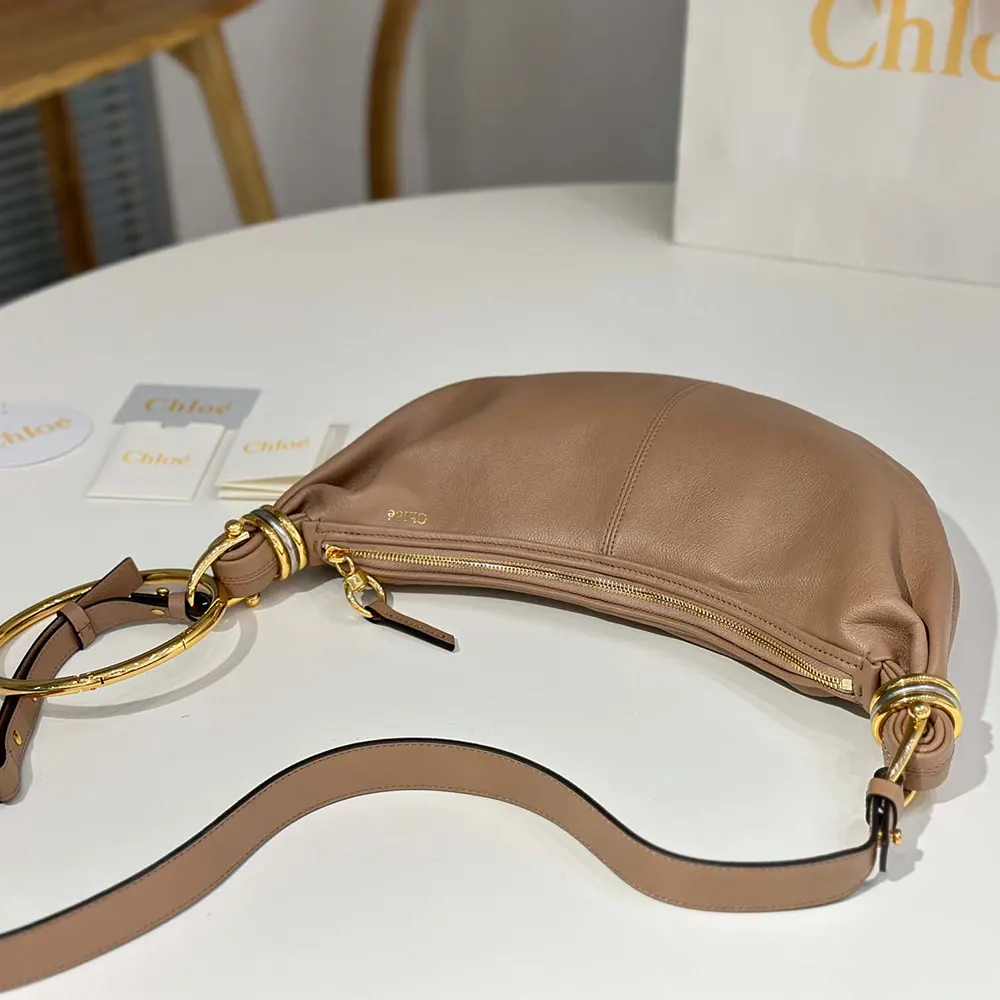 Chloe Women Small Bracelet Hobo Bag in Grained Leather-Pink - image 4