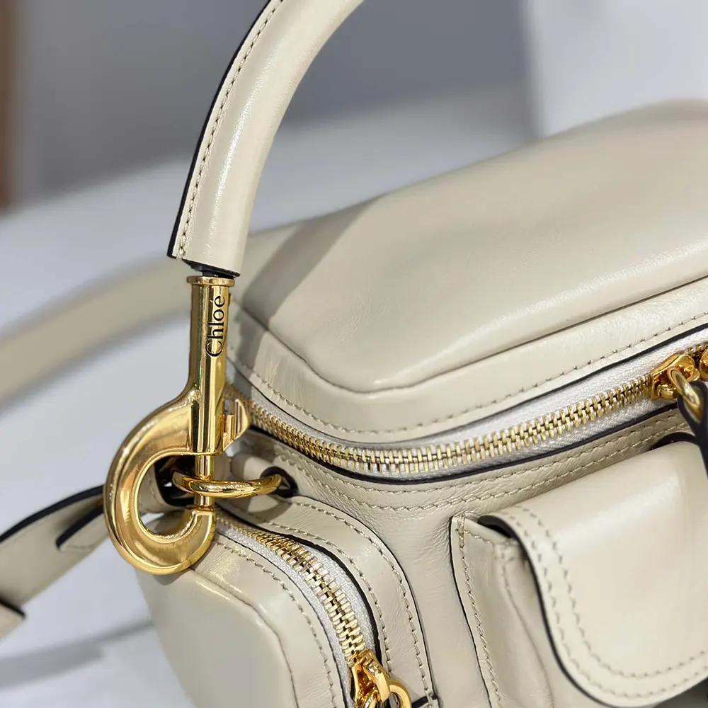 Chloe Women Small Camera Bag in Shiny Leather-Beige - image 8