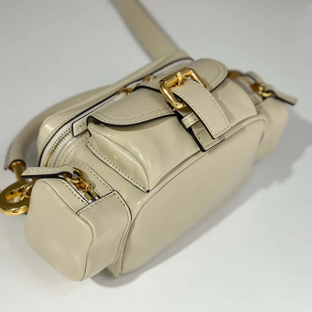 Chloe Women Small Camera Bag in Shiny Leather-Beige - image 6