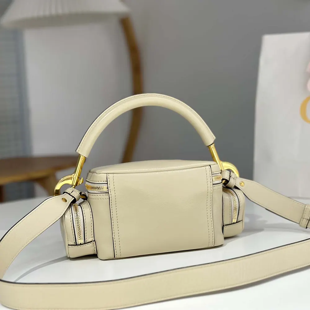 Chloe Women Small Camera Bag in Shiny Leather-Beige - image 4