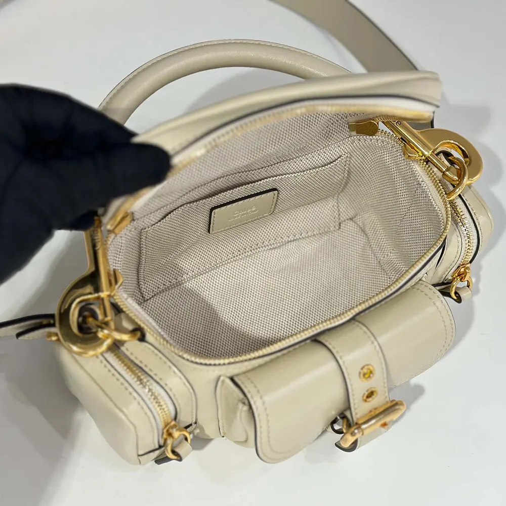 Chloe Women Small Camera Bag in Shiny Leather-Beige - image 7