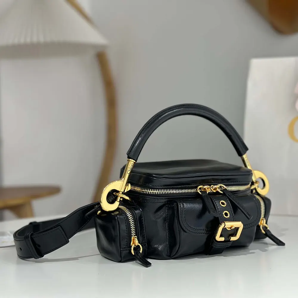 Chloe Women Small Camera Bag in Shiny Leather-Black - image 4