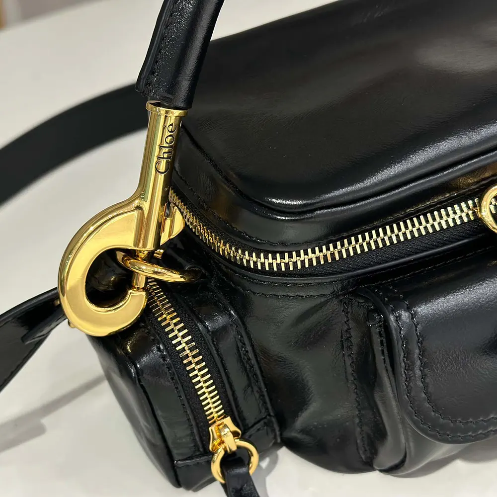Chloe Women Small Camera Bag in Shiny Leather-Black - image 9