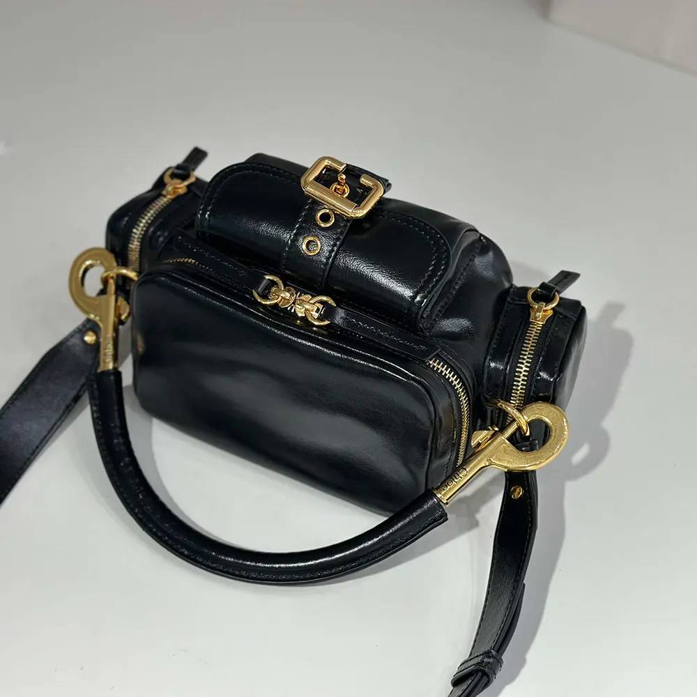 Chloe Women Small Camera Bag in Shiny Leather-Black - image 5