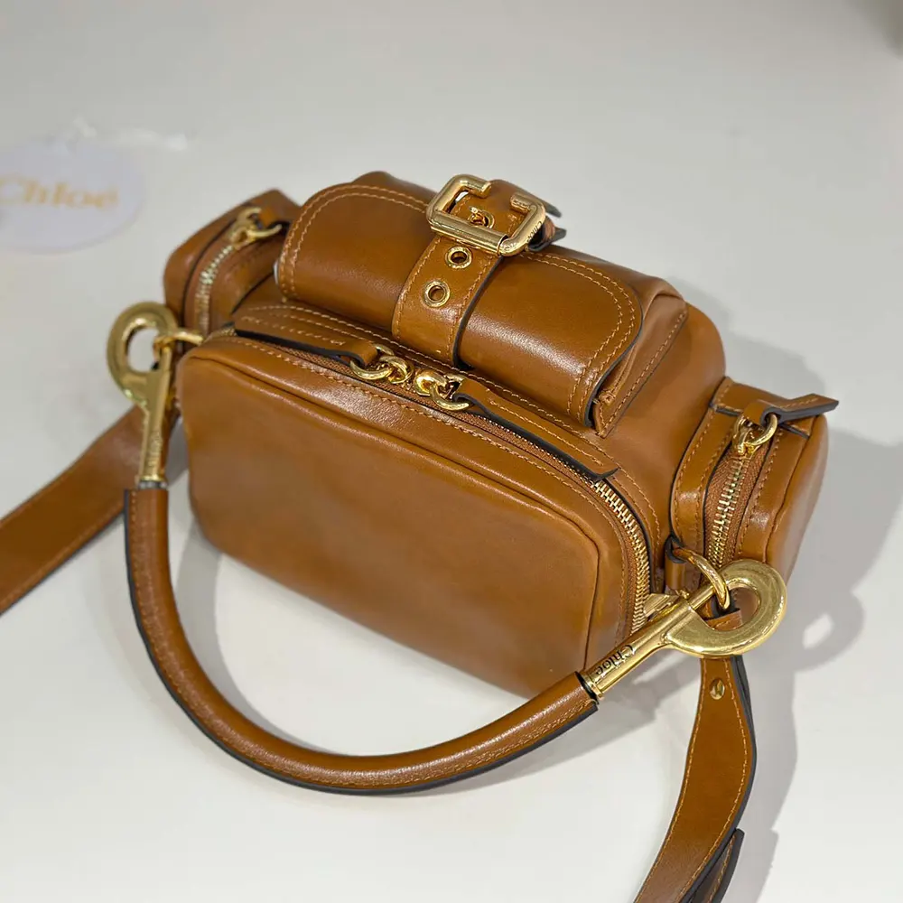 Chloe Women Small Camera Bag in Shiny Leather-Brown - image 5