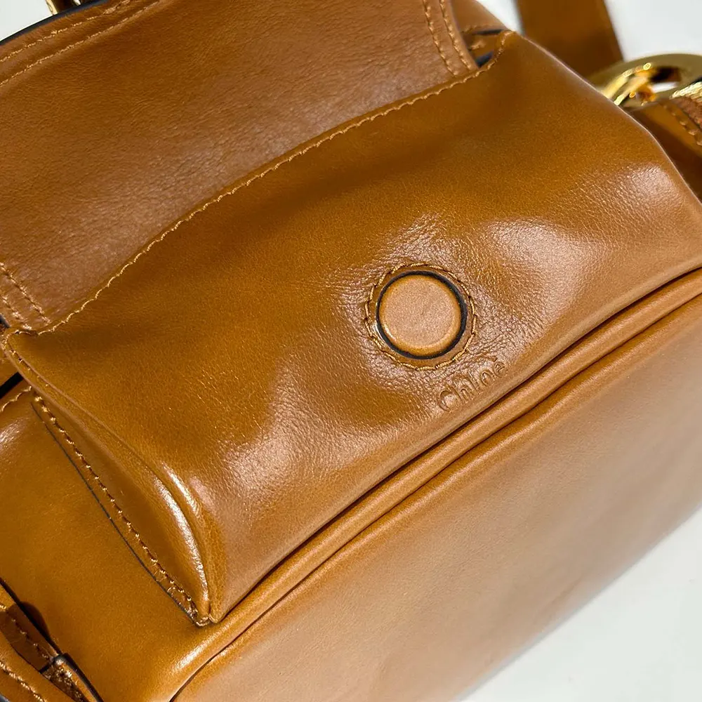 Chloe Women Small Camera Bag in Shiny Leather-Brown - image 8