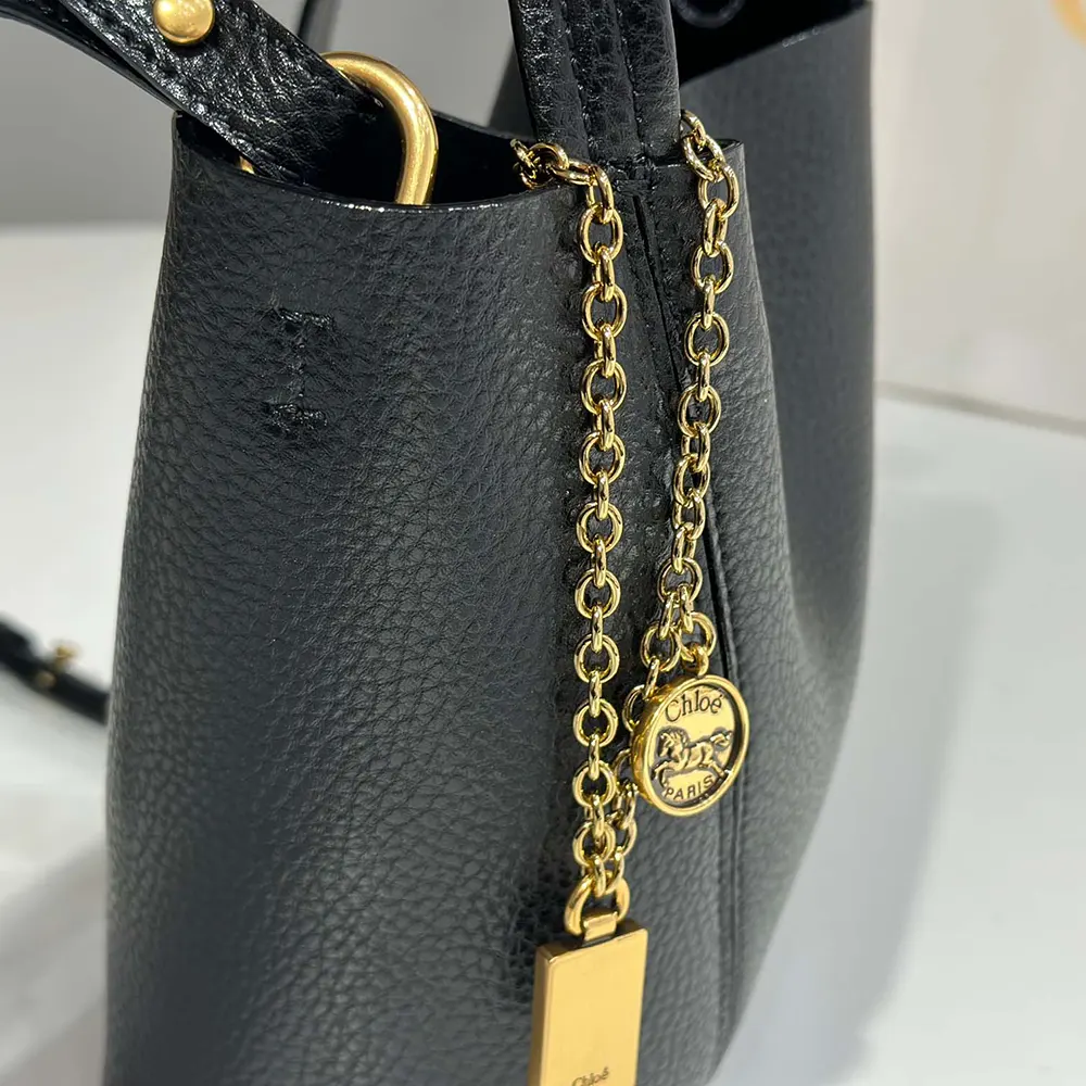 Chloe Women Small Chloé Spin Tote Bag in Grained Leather-Black - image 8