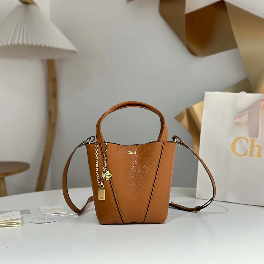 Side profile showing compact silhouette of Chloe Women Small Chloé Spin Tote Bag
