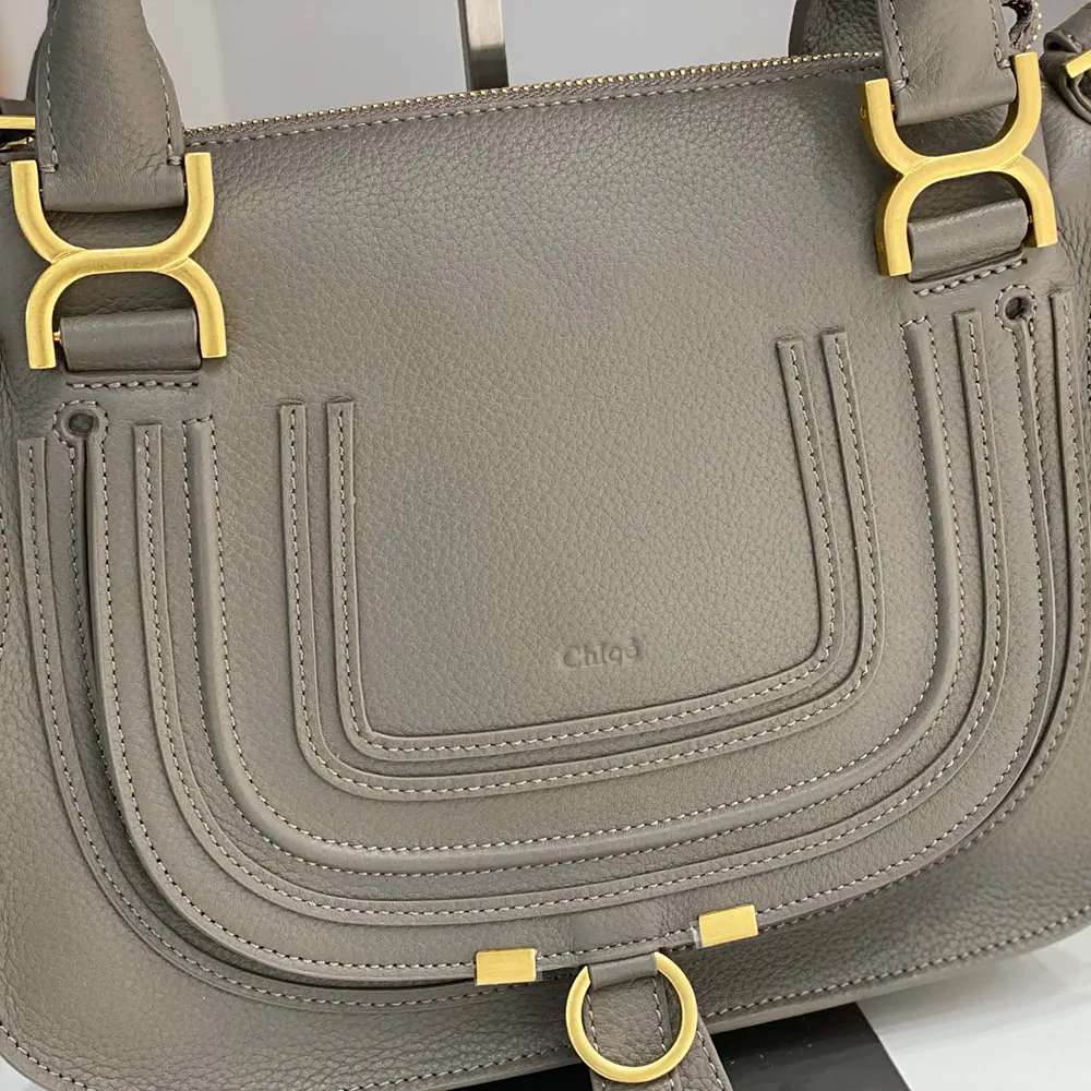Chloe Women Small Marcie Bag in Grained Leather-Grey - image 9