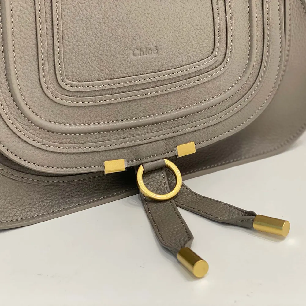 Chloe Women Small Marcie Bag in Grained Leather-Grey - image 7