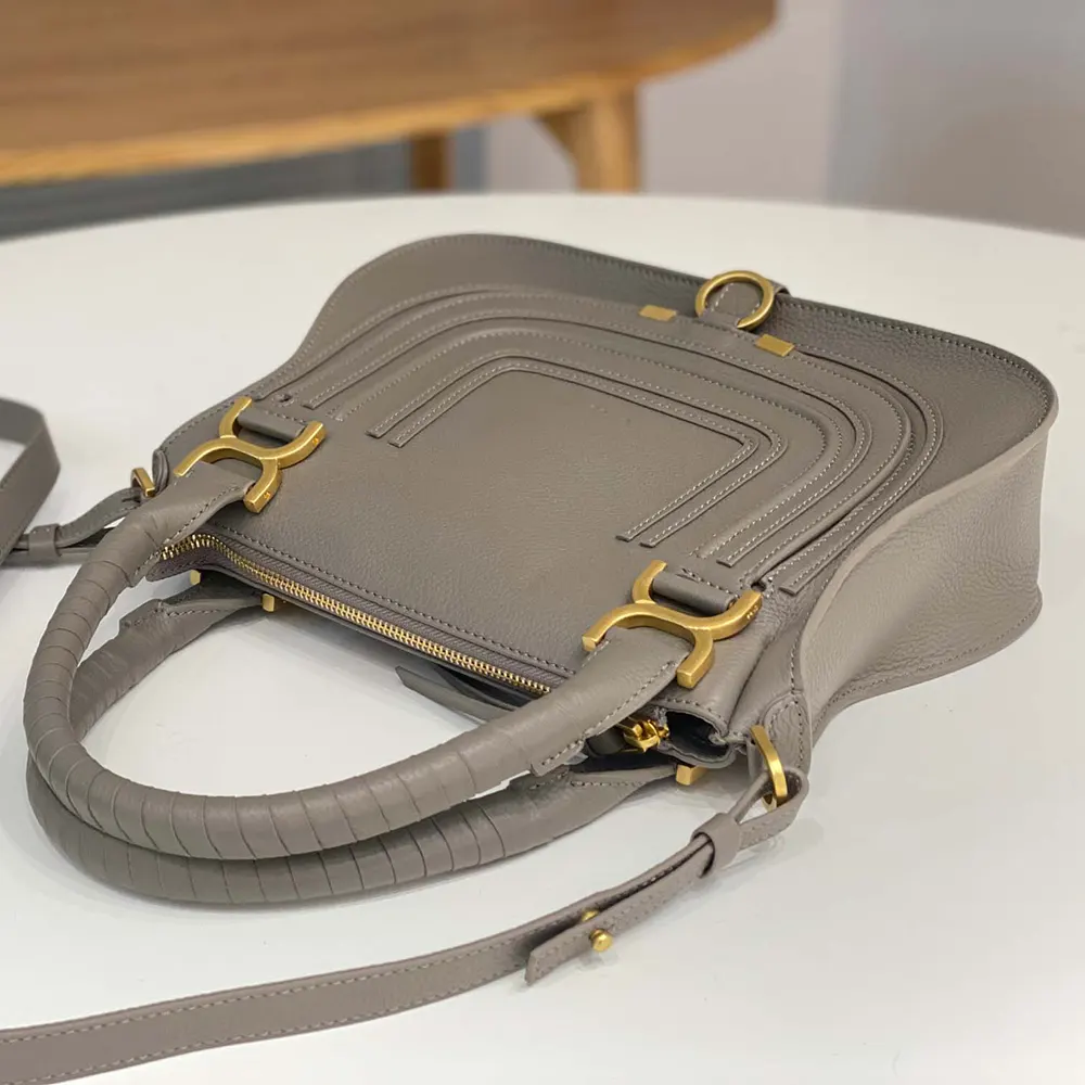 Chloe Women Small Marcie Bag in Grained Leather-Grey - image 4