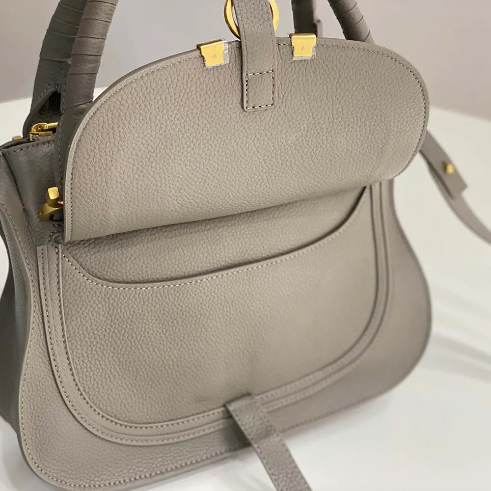 Chloe Women Small Marcie Bag in Grained Leather-Grey - image 5