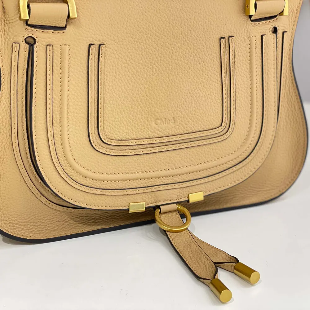 Chloe Women Small Marcie Bag in Grained Leather-Milky Brown - image 9