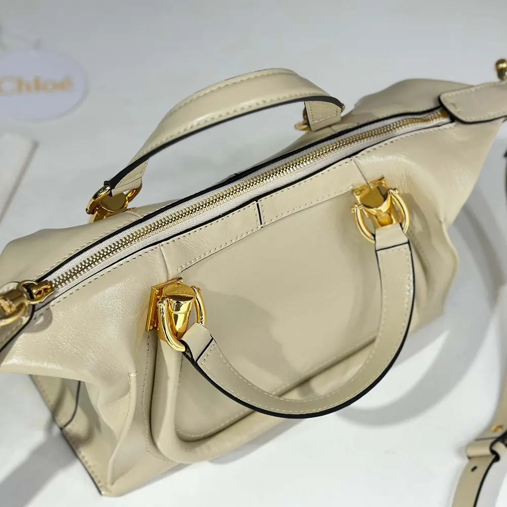 Chloe Women Small Paraty 24 Bag in Shiny Leather-Beige - image 5