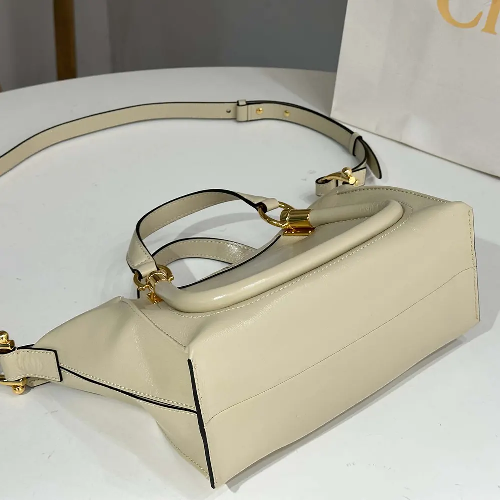 Chloe Women Small Paraty 24 Bag in Shiny Leather-Beige - image 6