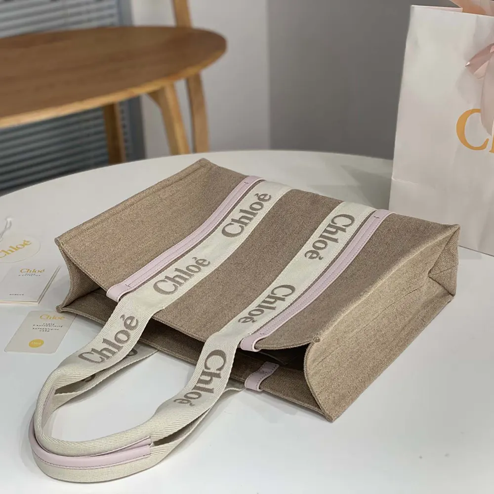 Chloe Women Woody Tote Bag in Linen-Pink - image 4