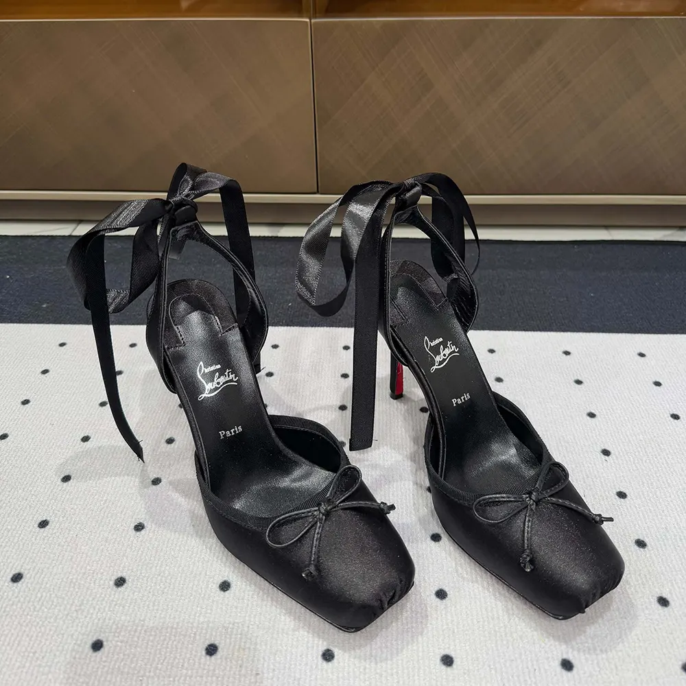 Christian Louboutin Women Cassia Lace Up 100 mm Strappy Pumps-Black - image 5