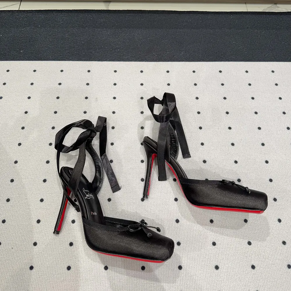 Christian Louboutin Women Cassia Lace Up 100 mm Strappy Pumps-Black - image 7