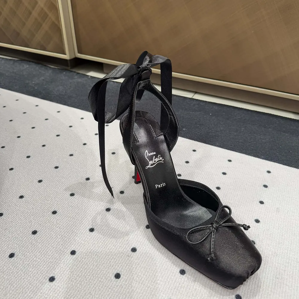 Christian Louboutin Women Cassia Lace Up 100 mm Strappy Pumps-Black - image 8