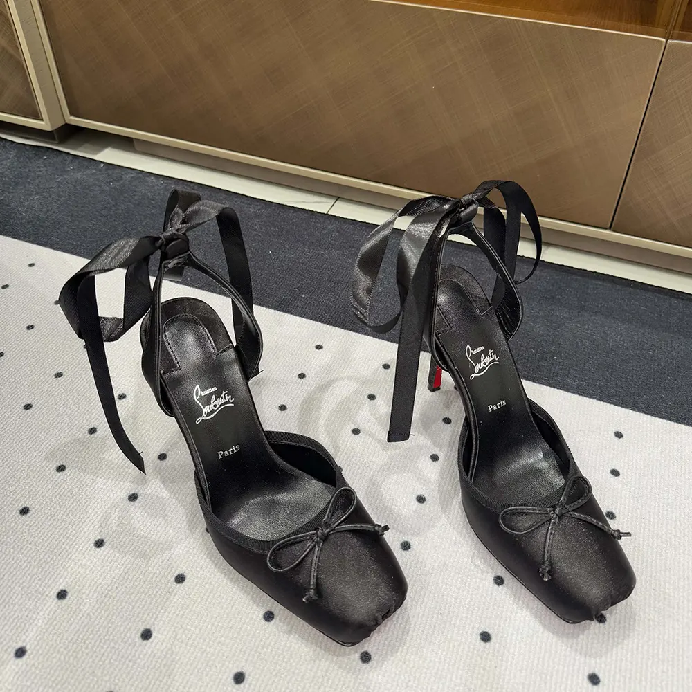 Christian Louboutin Women Cassia Lace Up 100 mm Strappy Pumps-Black - image 4