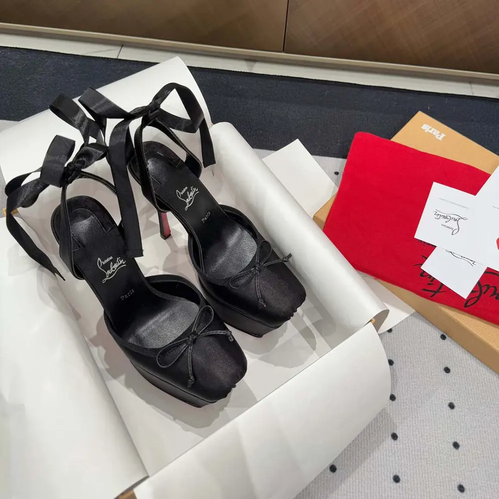 Christian Louboutin Women Cassia Lace Up Alta 160 mm Strappy Pumps-Black - image 5