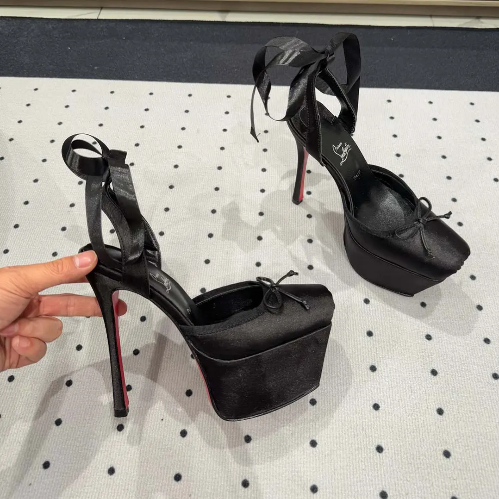 Christian Louboutin Women Cassia Lace Up Alta 160 mm Strappy Pumps-Black - image 6