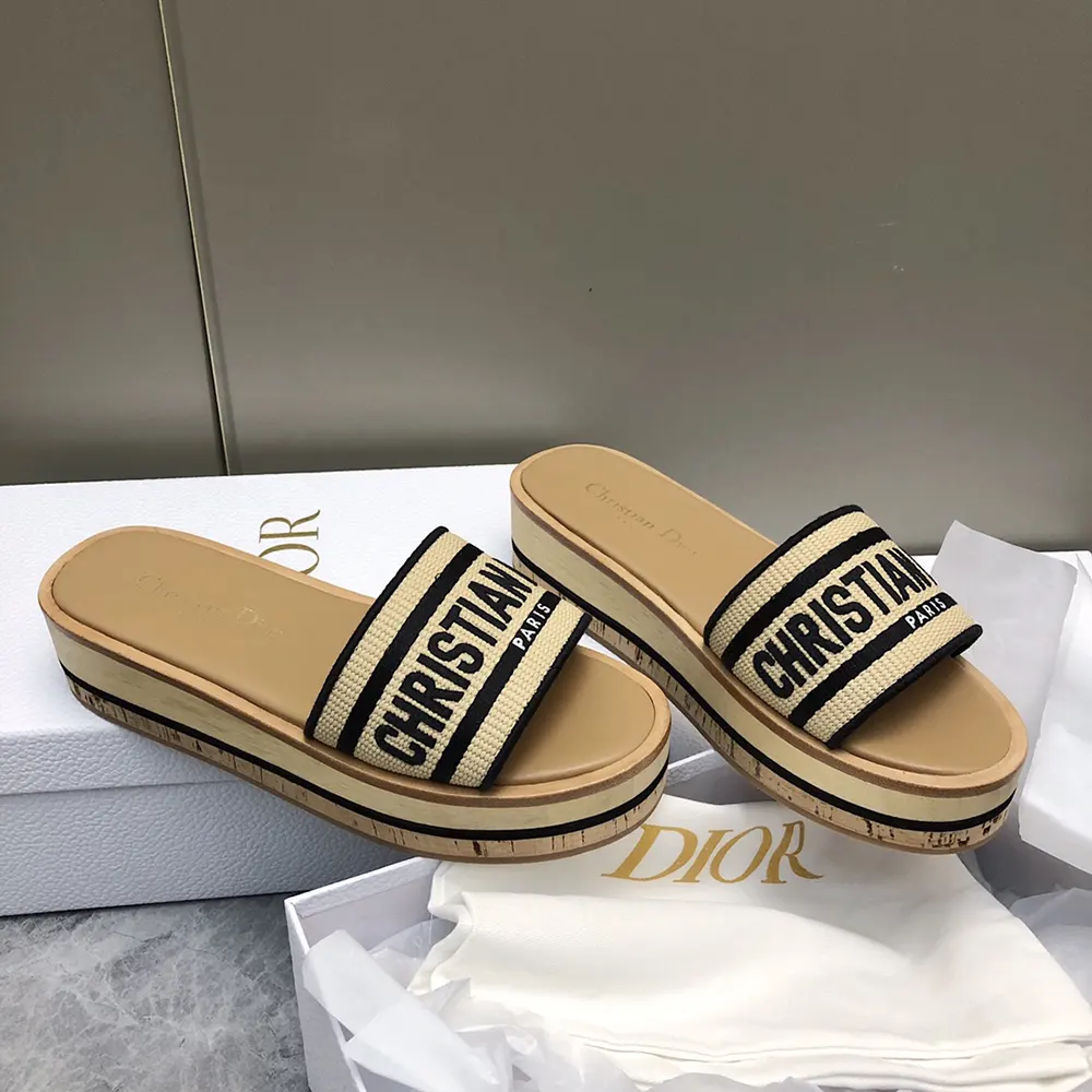Top view of Dior Women Dway Platform Slide showing platform sole and slip-on design