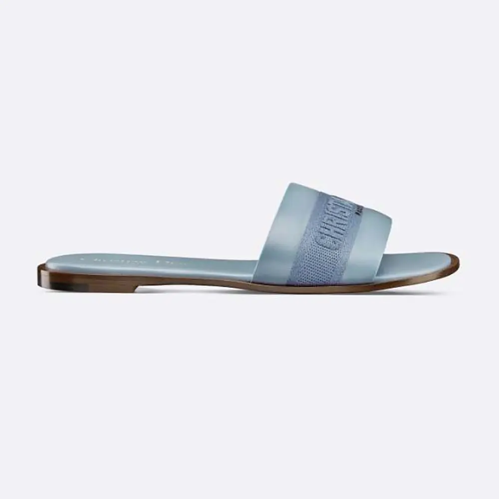 Front view of Dior Women Dway Slide Pastel Blue Calfskin sandal