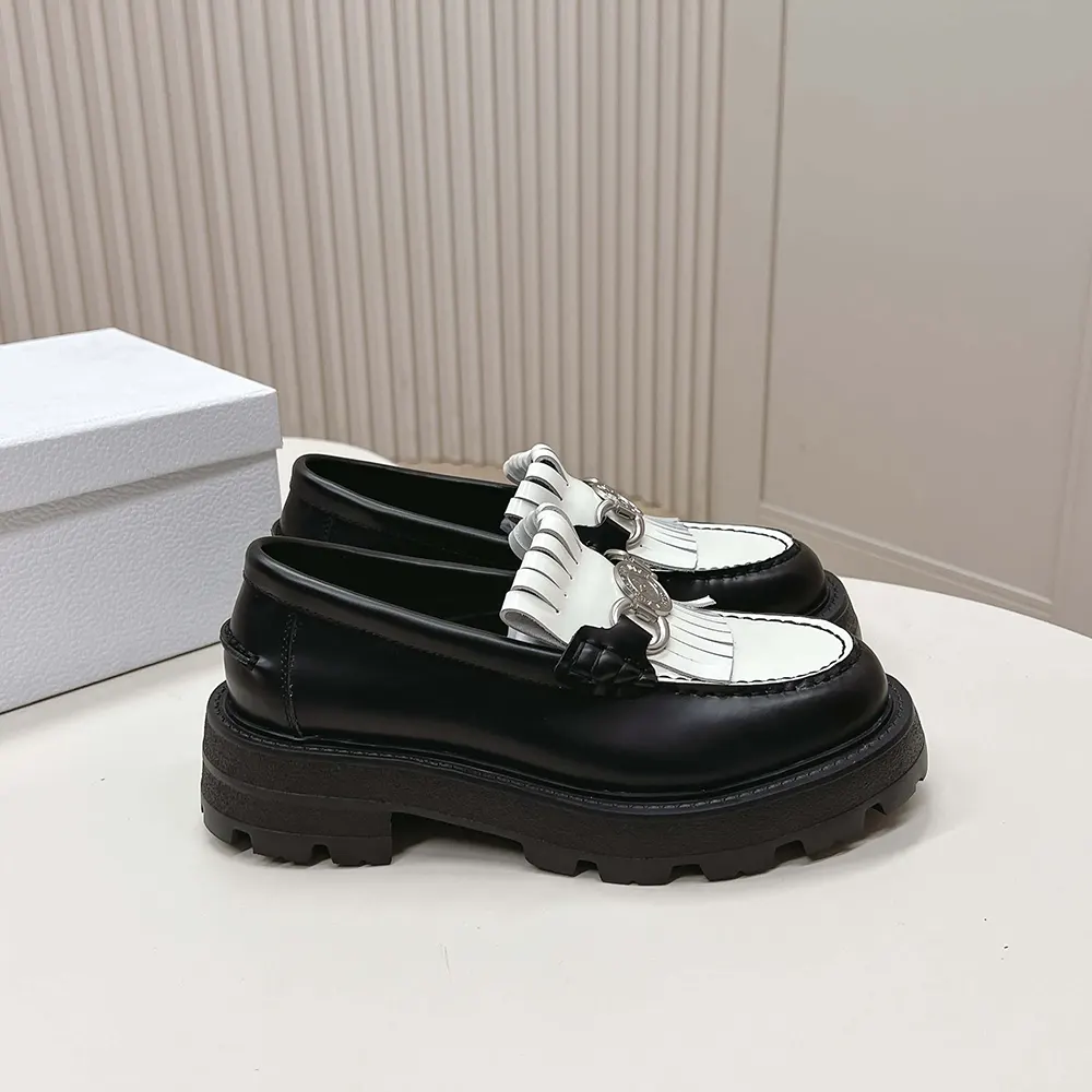 Dior Women Emblem Loafer Black and White Brushed Calfskin - image 4