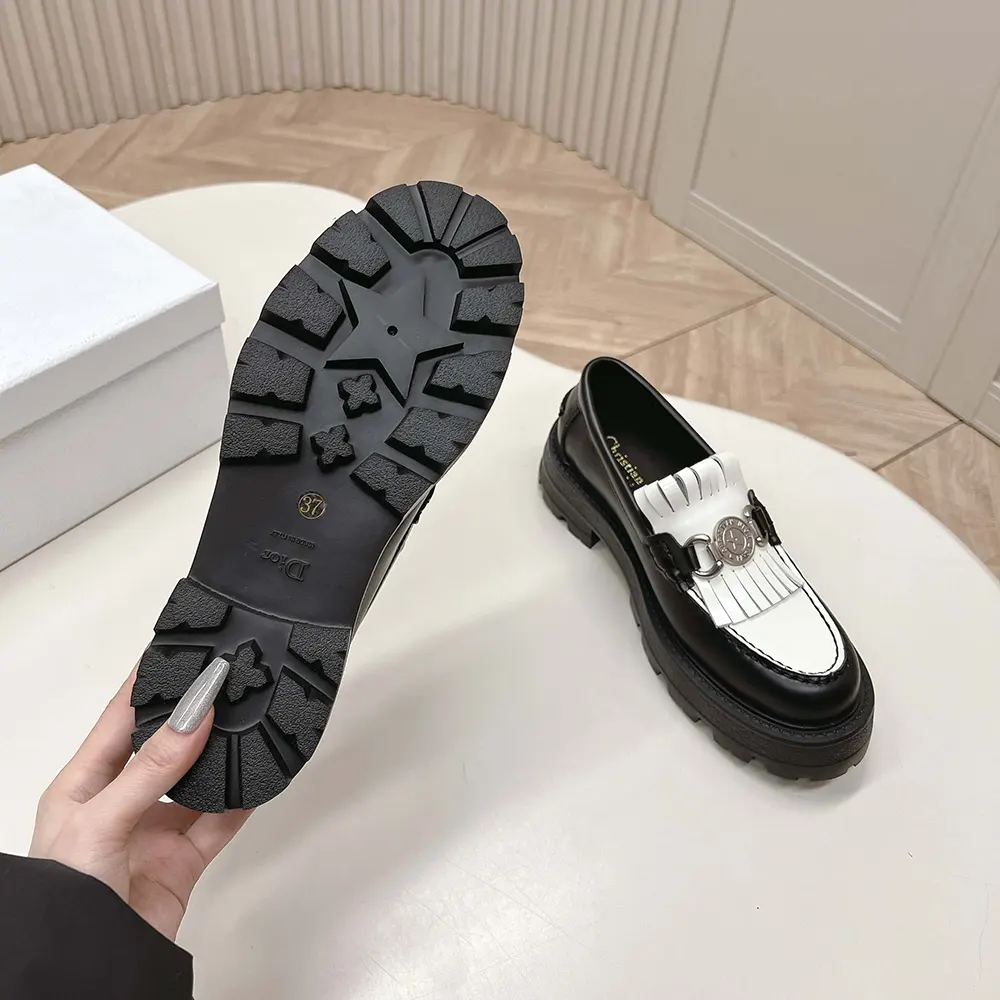 Dior Women Emblem Loafer Black and White Brushed Calfskin - image 10