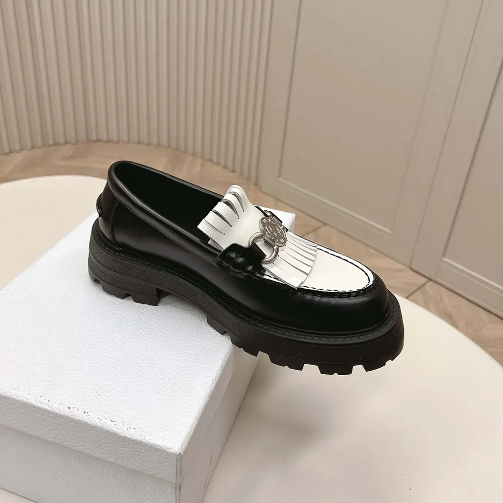 Dior Women Emblem Loafer Black and White Brushed Calfskin - image 6