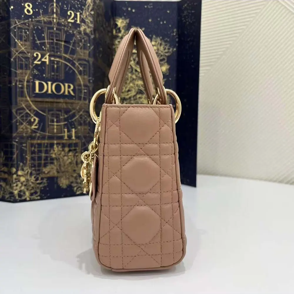 Dior Women Mini Lady Dior Bag Blush Cannage Lambskin - image 4